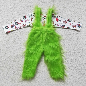 Inspired Green Fur Suspender PANTS 