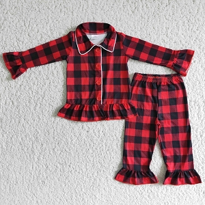 Red Plaid Christmas RUFFLE jams 