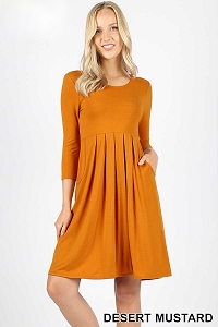 Mustard A Line Dress with Pockets