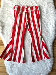 Red and White Stripe Flare jeans