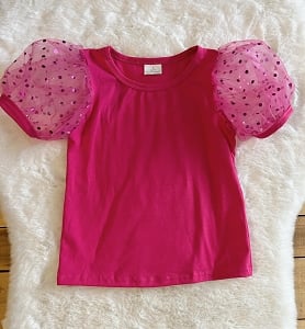 Hot Pink Puff Sleeve Shirt