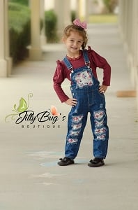 Flower Inlay Overalls and shirt set