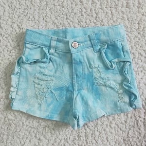 Blue Splash Jean Shorts