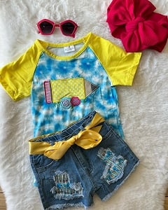 Pencil Jean Shorts Set
