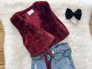 Fur Burgundy vest