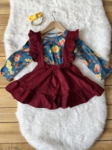 Fall Leaf Suspender Dress